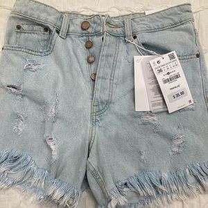 Zara high waist denim shorts